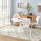 Costway Metal Dining Chair Set of 4 Armless Kitchen Hollowed Backrest & Metal Legs Blue/White